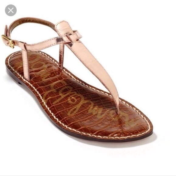 Sam Edelman Gigi Rose Gold t-strap Sandals sz 9.5M - Picture 1 of 10
